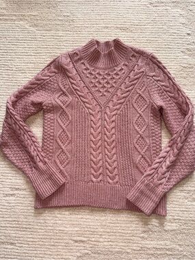 Abercrombie & Fitch Dusty Rose Cable Knit Mock Neck Sweater